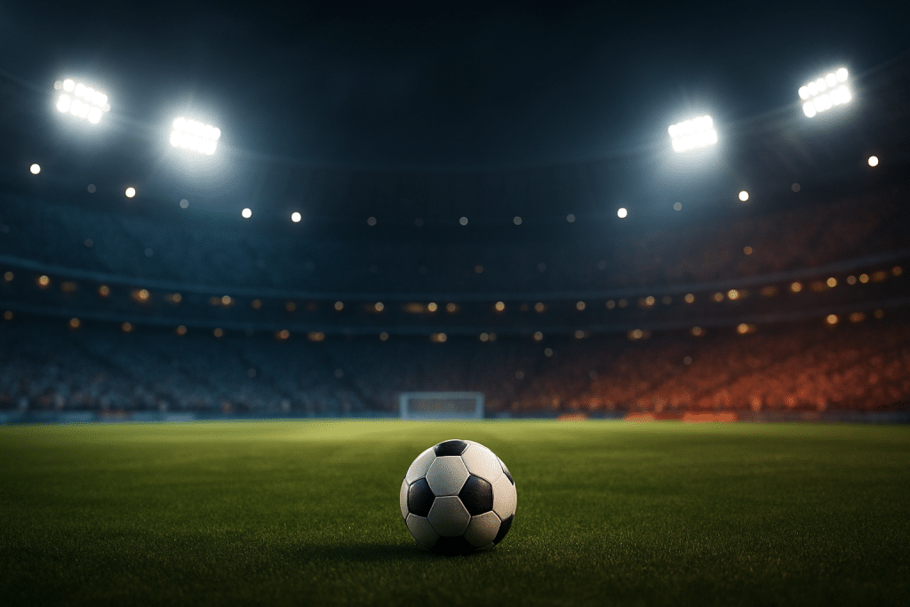 Ambiance de stade de Coupe du monde la nuit pour le quart de finale France - Maroc